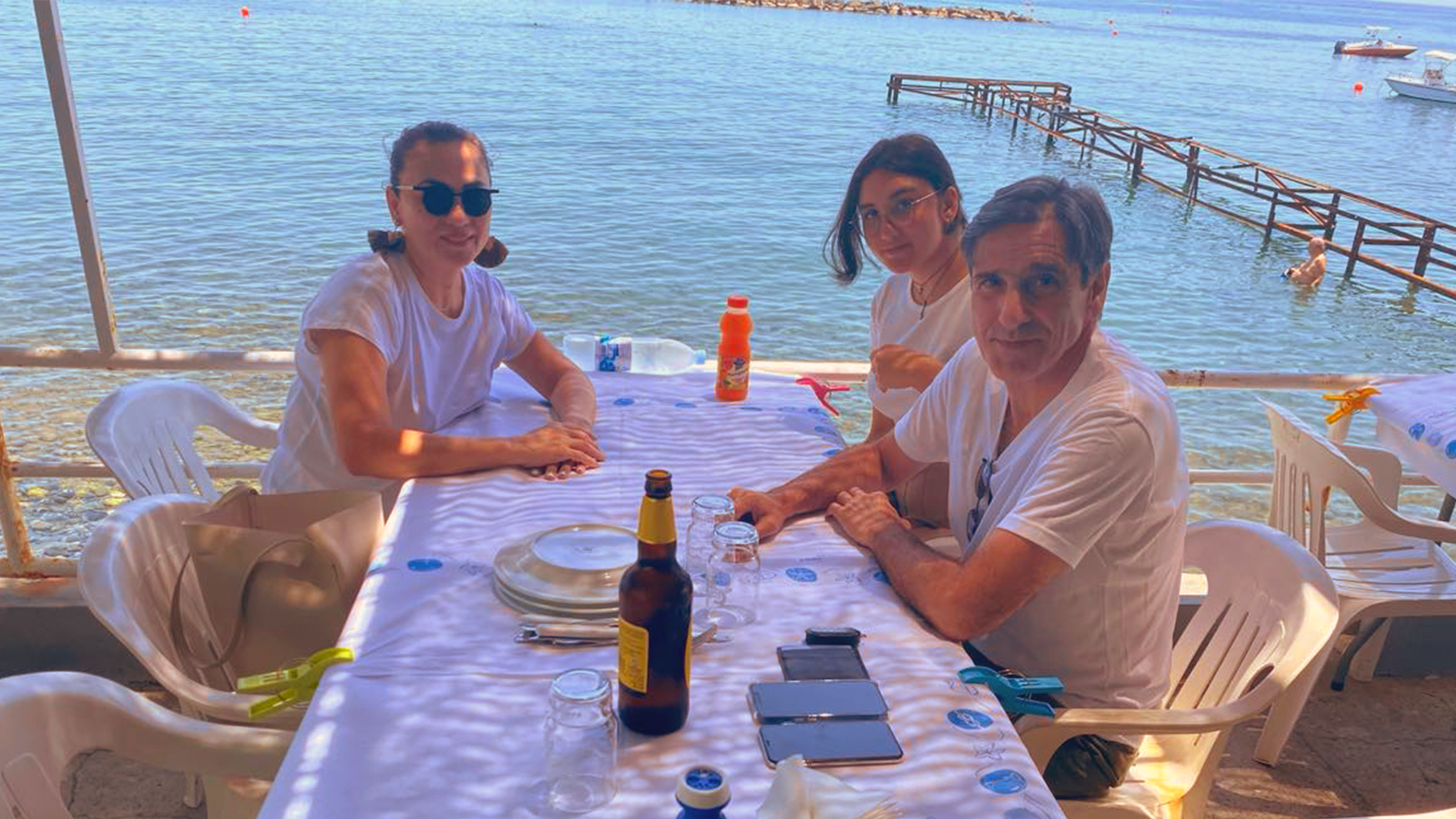 Hiyas Hosalla Nohra with her daughter and husband, photographed during their years living in Cyprus.