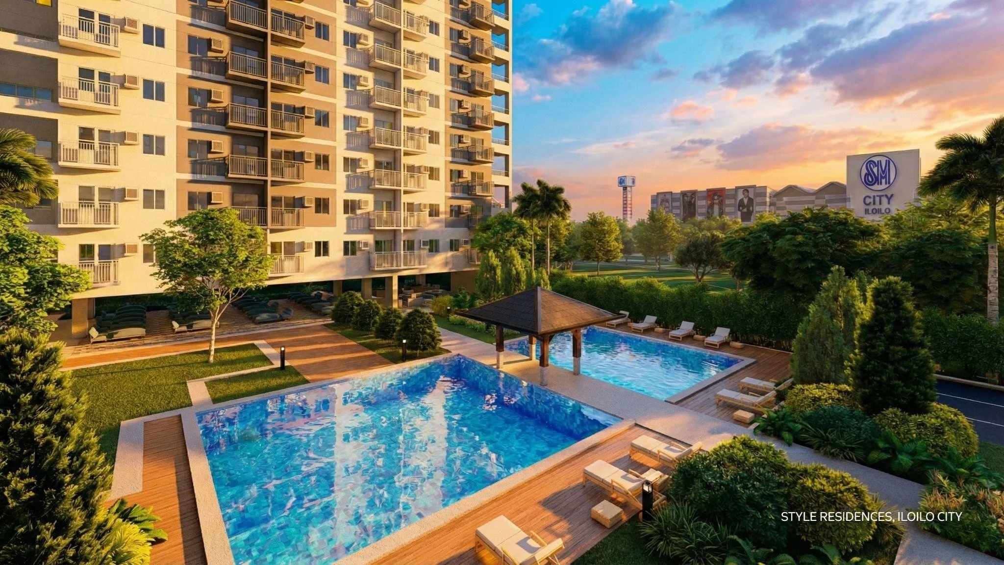 The amenity pool area at Style Residences offers a vibrant and refreshing space for leisure—perfect for relaxing weekends and everyday downtime within the community.