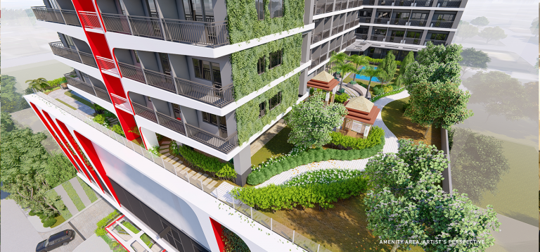 aerial view of SMDC Red Residences in chino roces with a sky garden