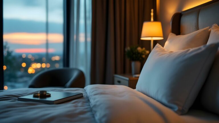 Wake up to calming views of the bay and city skyline